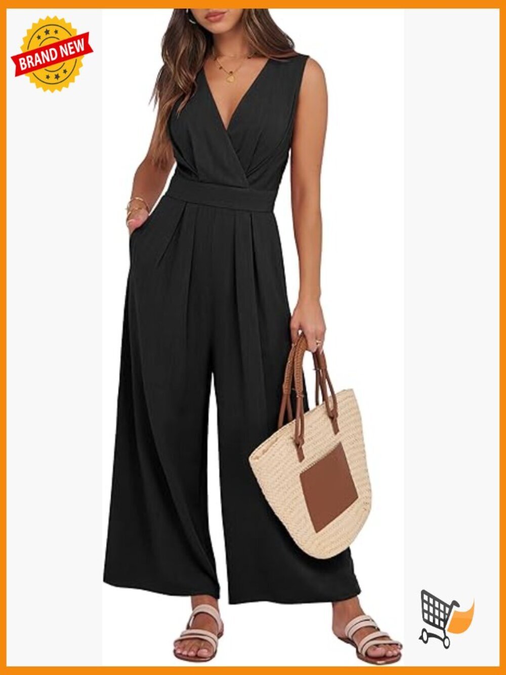 Sleeveless V Neck Jumpsuit Romper Casual Dressy One Piece Pants Outfit